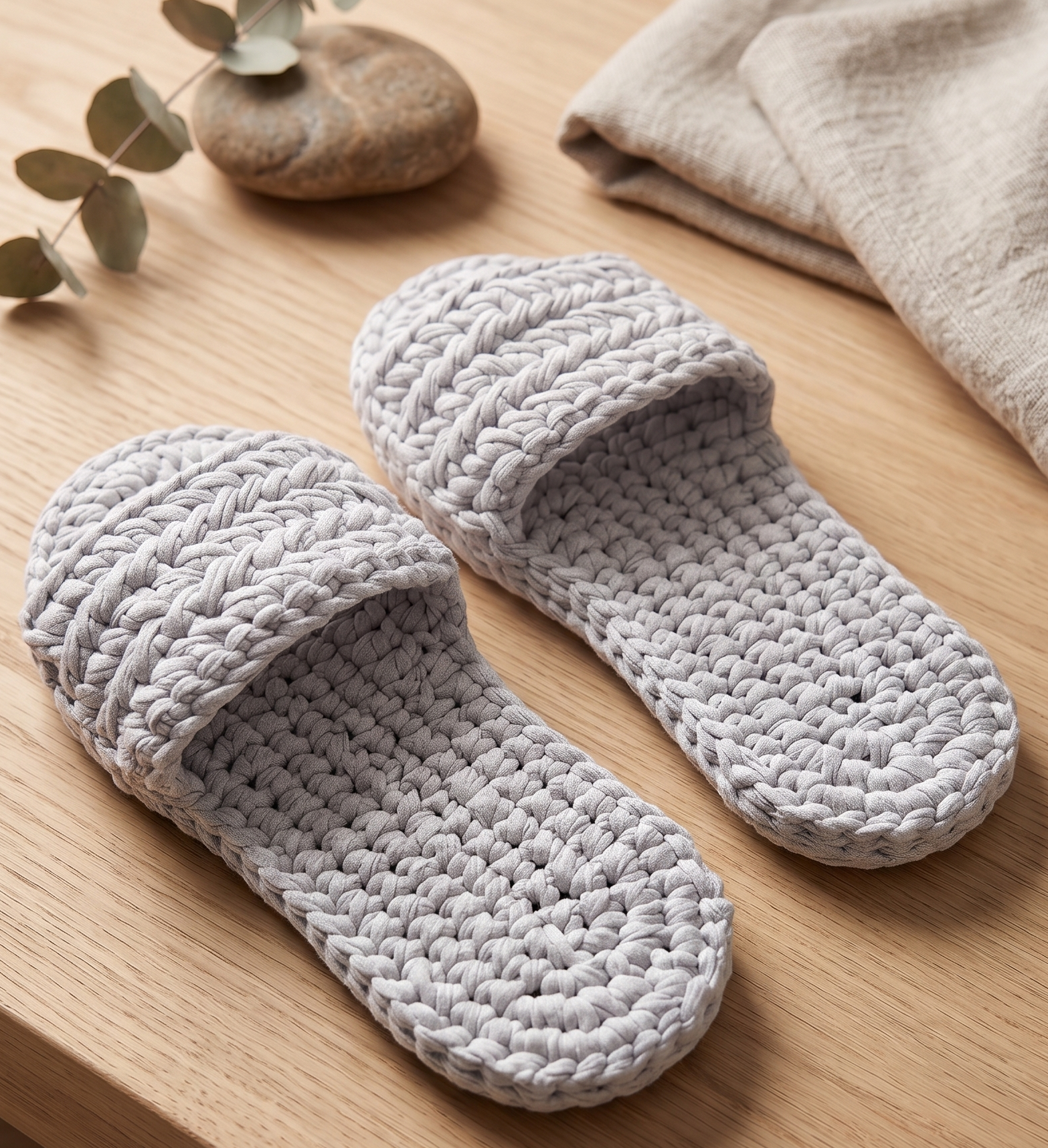 Chinelo de Crochê em Fio de Malha