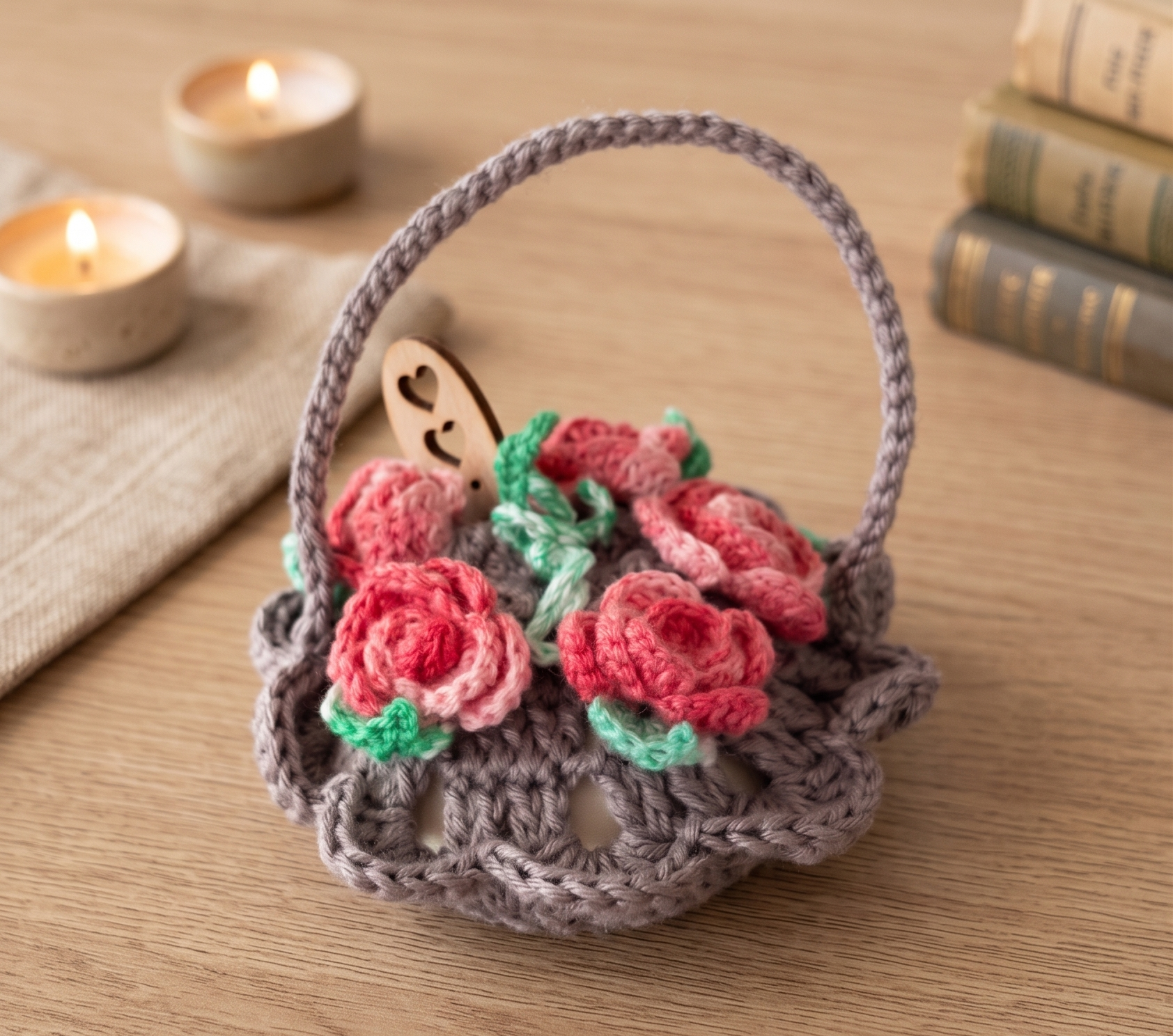 Sachê Porta Sabonete - Cesta de Flores em Crochê