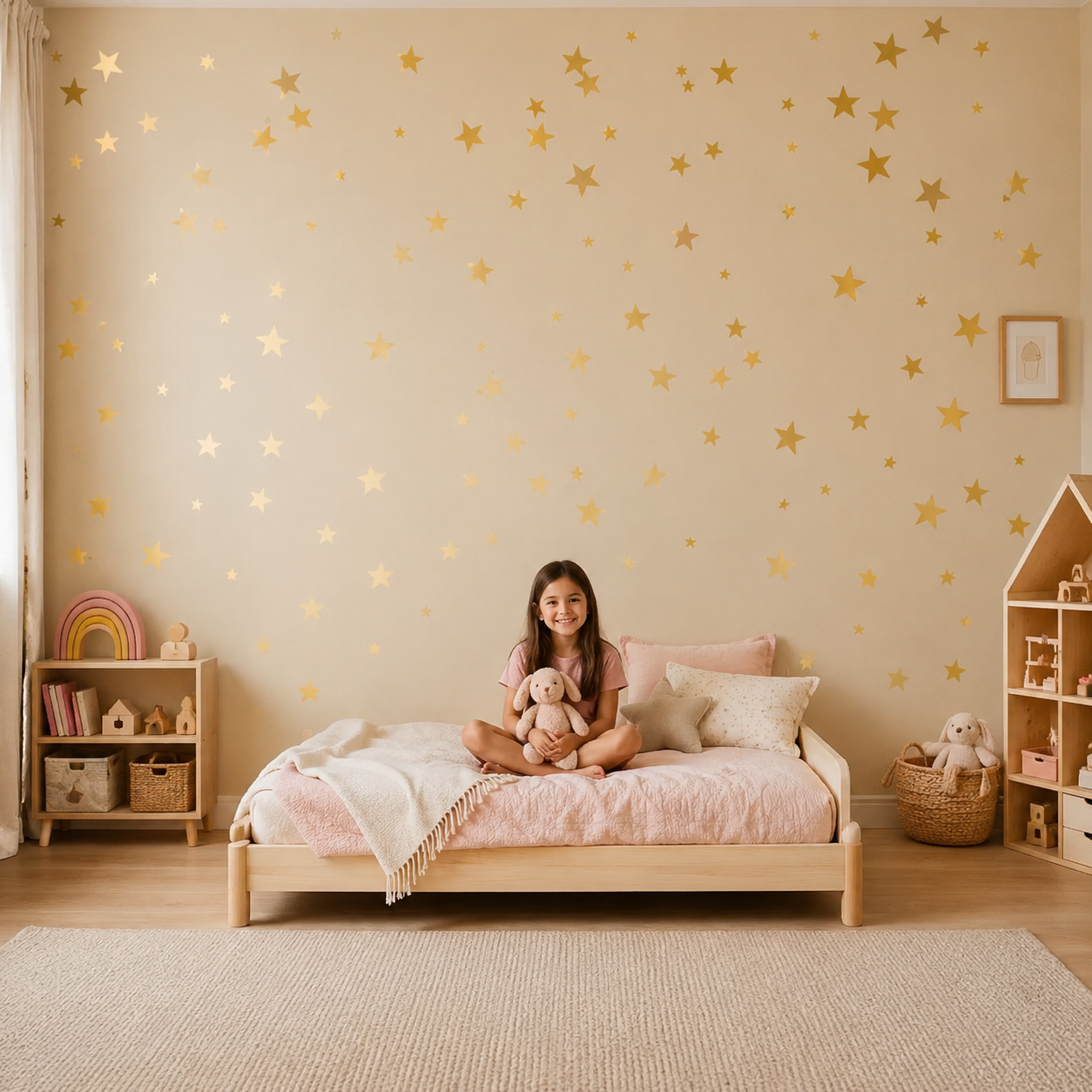 Adesivo de Parede Estrelas Douradas kit com 100 Unidades