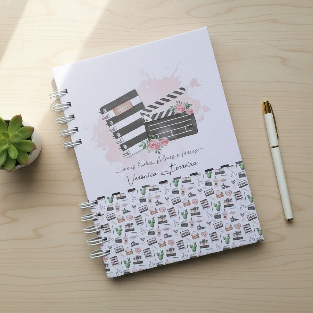 Caderno de Livros, Filmes e Séries Personalizado - Escolha a Capa