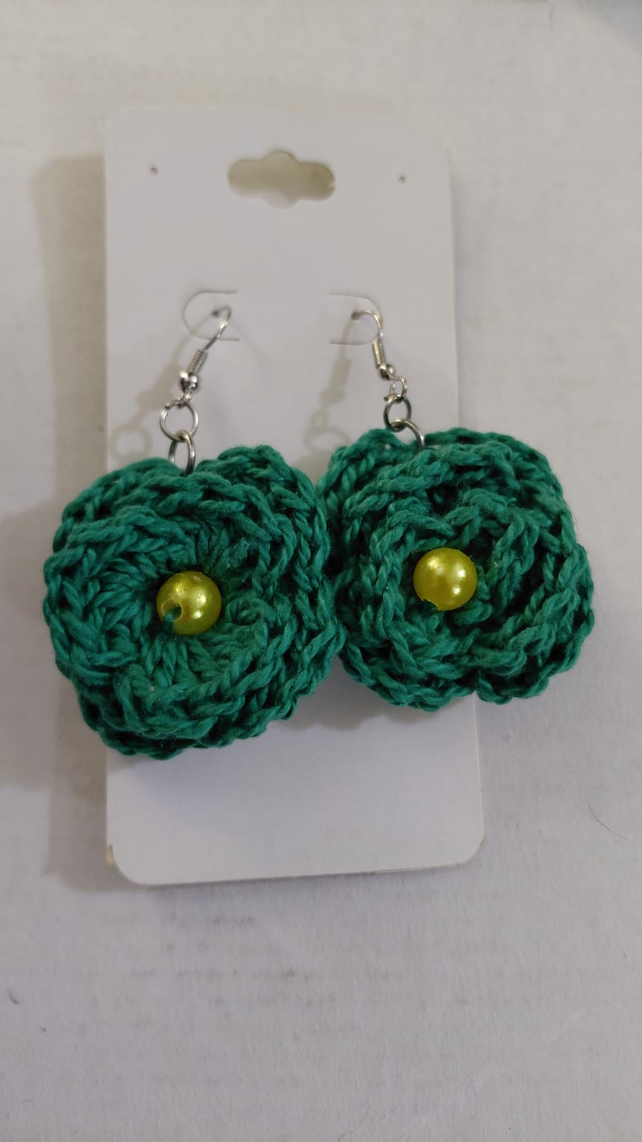 k1364 - Brinco em croche - Flor verde