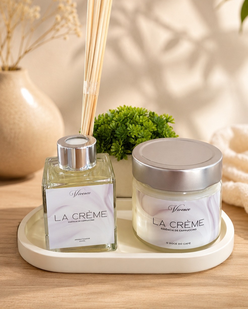 Kit vela e difusor de aromas Lá Creme