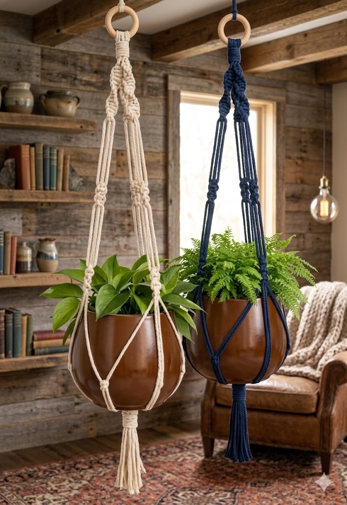 Suporte para Plantas em Macramê Feito à Mão | Decoração Boho para Casa