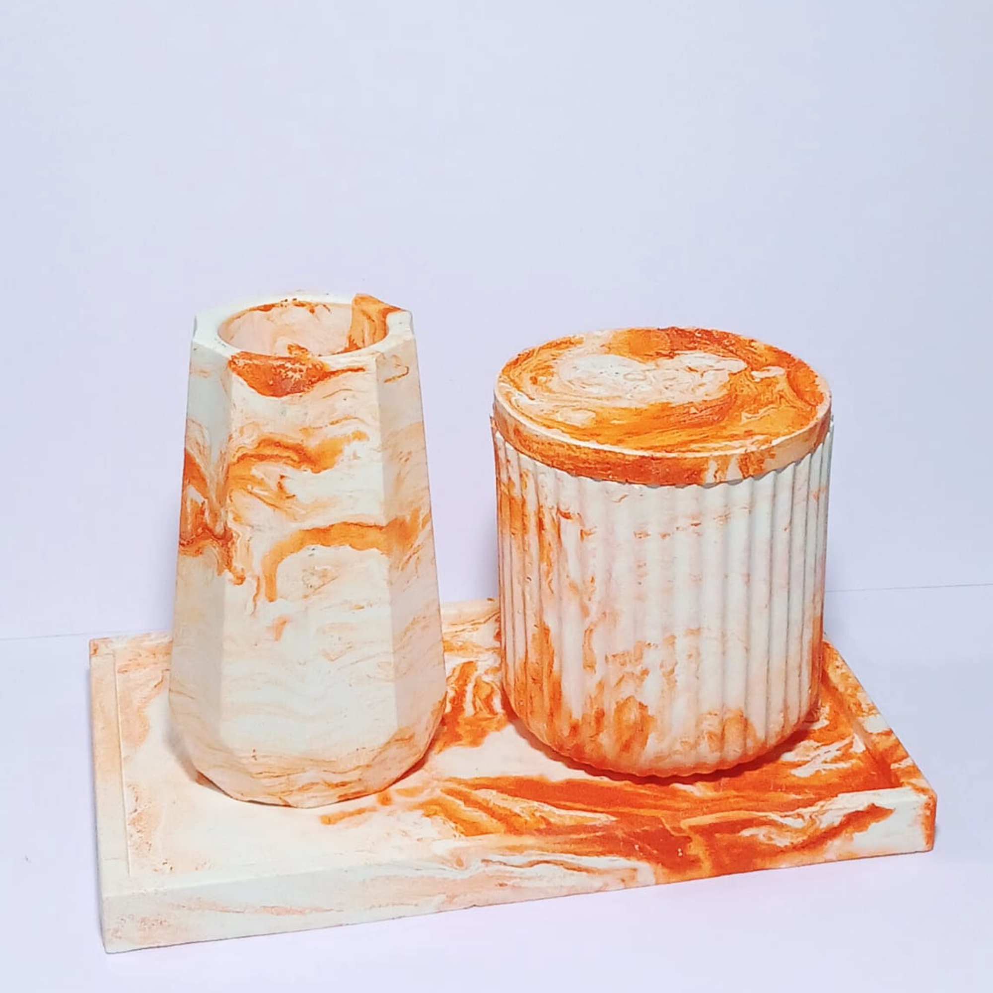 Kit de Decoração Marmorizado Laranja