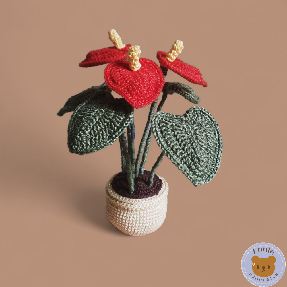 Antúrio de Crochê Plantas em Amigurumi