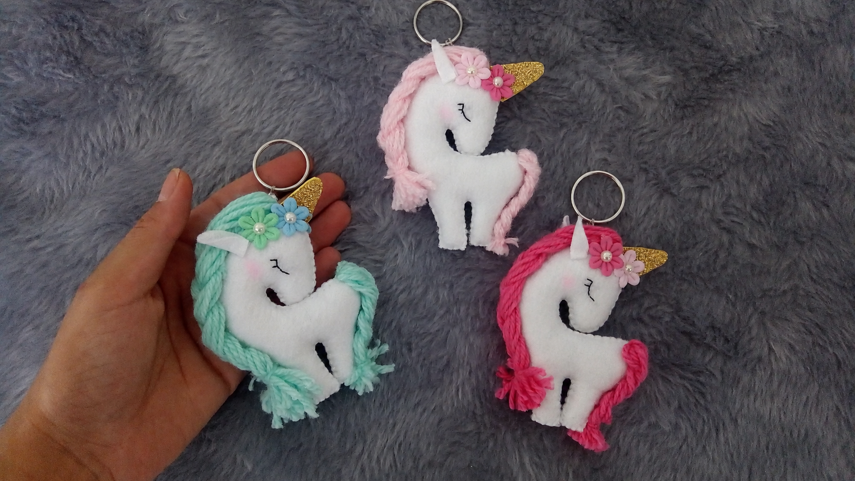 Chaveiro Unicórnio de Feltro Lembrancinha para Festa Infantil Tema Unicórnio