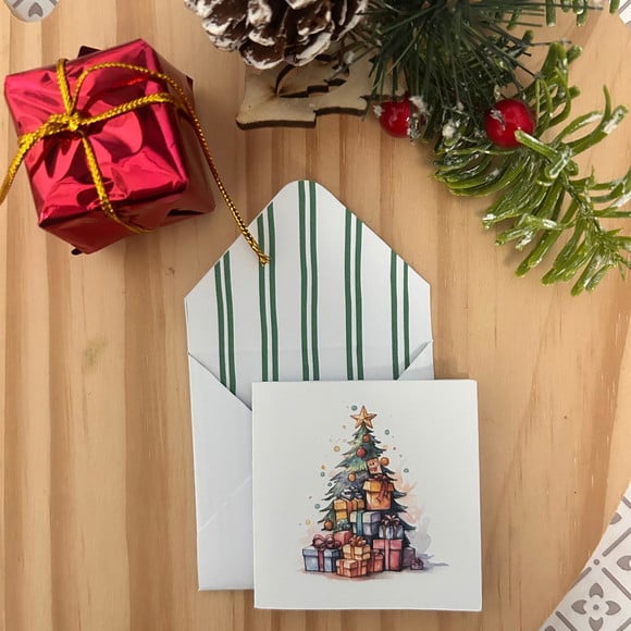 10 Mini Cartões + Envelopes - Natal