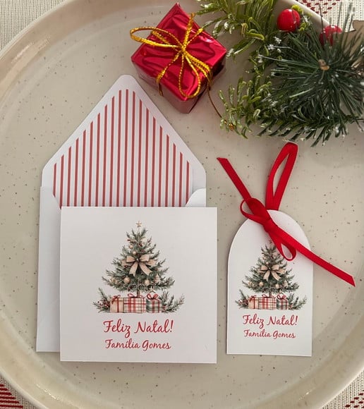 Kit Cartões e Tags de Natal - 10 Unidades
