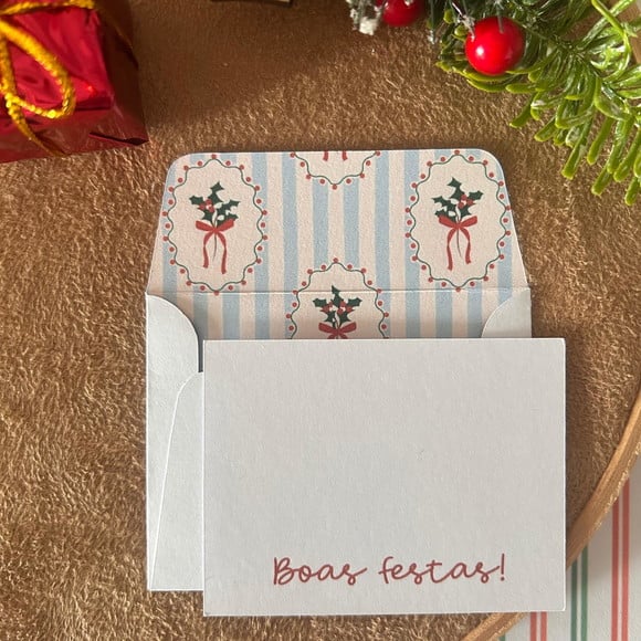 10 Mini Cartões + Envelopes Natal