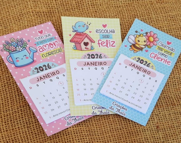 Mini Calendário de Geladeira 2026