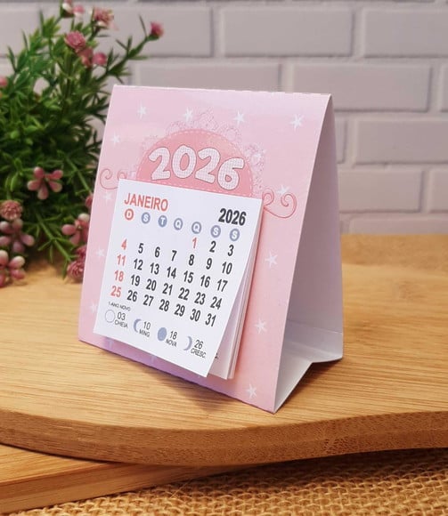 Mini Calendário 2026 de Mesa