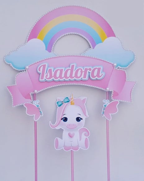 Topo de Bolo Unicórnio Cute