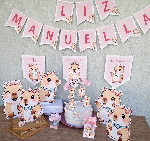 Kit Decoração de Festa Capivara Cute