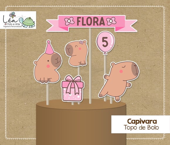 Topo de Bolo Festa Capivara Menina