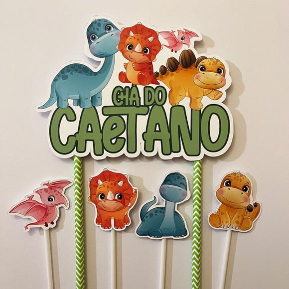 Topo de Bolo Dinossauros Fofos