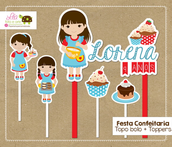 Topo de Bolo Festa Confeitaria