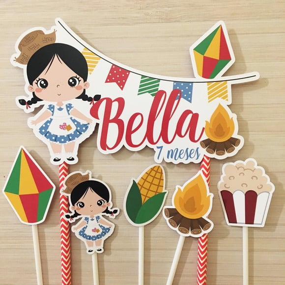 Topo Bolo Mesversário Festa Junina
