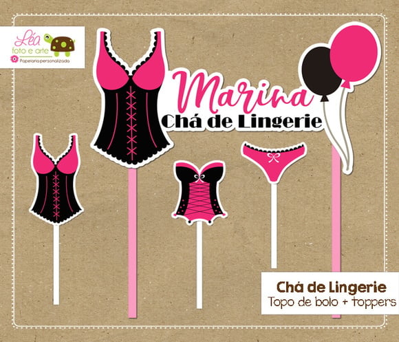Topo de Bolo Chá de Lingerie