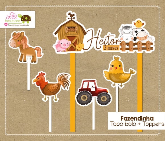 Topo Bolo Mesversário Fazendinha
