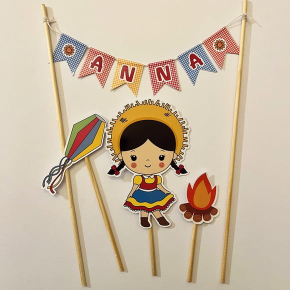 Topo de Bolo Festa Junina Menina