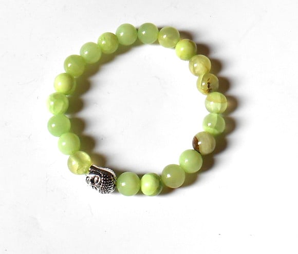 Pulseira Japamala 21 contas Calcedônia verde