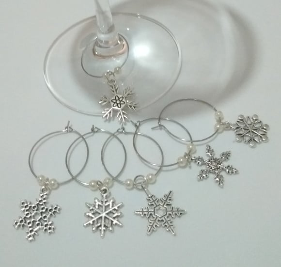 Marcadores De Taça Flocos - Com 6 Natal / Ano Novo