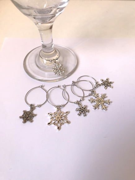 Marcadores de Taça Flocos - com 6 Natal / Ano Novo
