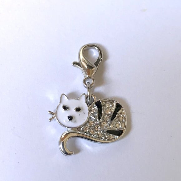 Pingente Gato com Strass para Colar, Pulseira, Tornozeleira