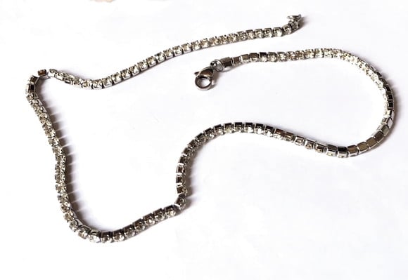 Choker Colar Corrente em Aço Inoxidável com Zirconias