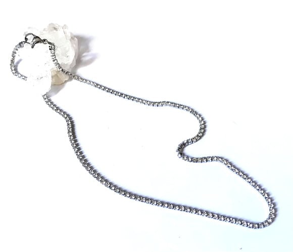 Choker Colar Corrente em Aço Inoxidável com Zirconias 2.0 mm