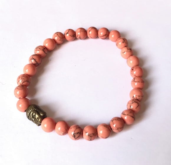 Pulseira Japamala 27 Contas Howlita e Meru Buda