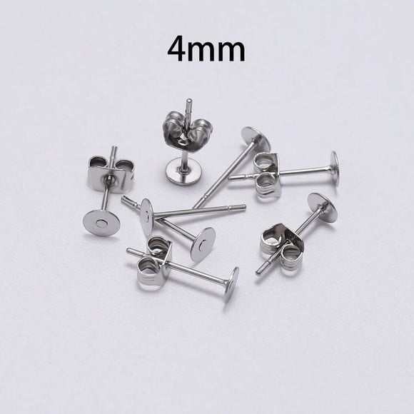 Base Brinco Pino 4 ou 5 mm Aço Inoxidável com 20 Pares