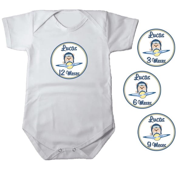 Kit Mesversario Adesivo Ursinho Aviador