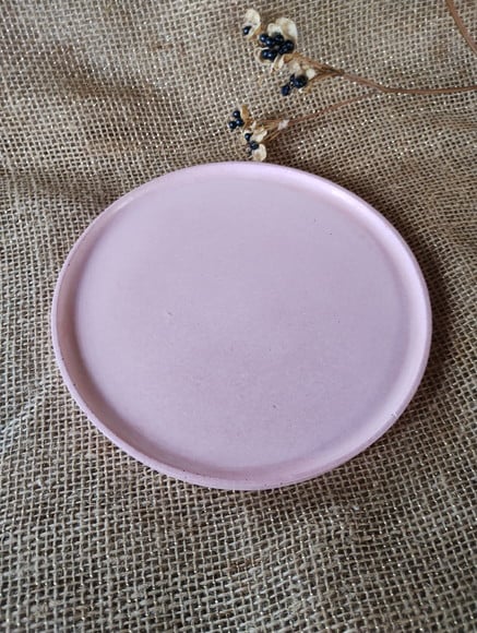 Bandeja Redonda 19,5 cm em Concreto Rosa Candy