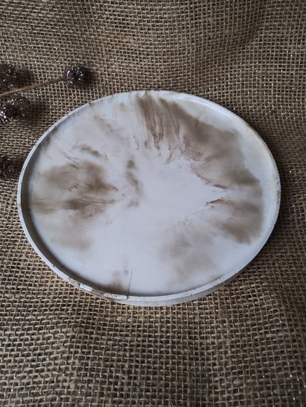 Bandeja Redonda 19,5 cm Concreto Marmorizado- Marrom
