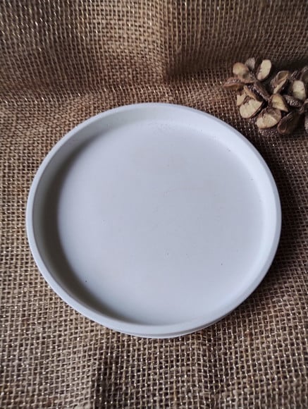 Bandeja Redonda 17 cm em Concreto Branca