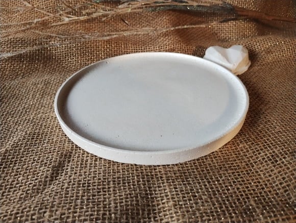 Bandeja Redonda 19,5 cm em Concreto - Branca