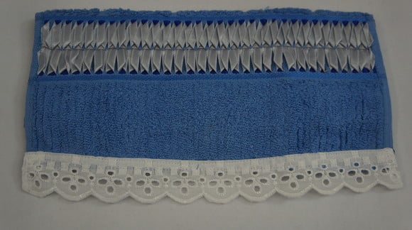 Toalha para Lavabo - bordada com fita cetim- Toalhalavabo002
