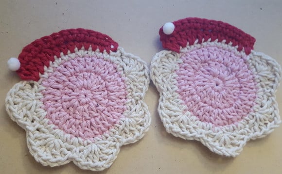 Kit532- Porta Copos em Barbante -kit com 2 Peças -papai Noel