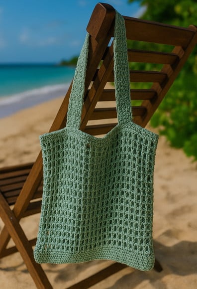 Bolsa/sacola de Praia em Croche -vd Alecr - Bolpbarb009
