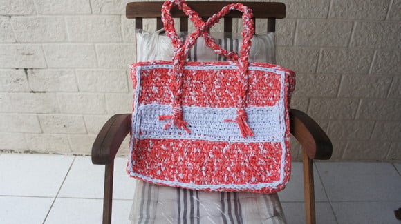 Sacola/Bolsa em croche de fio malha - sacmal002