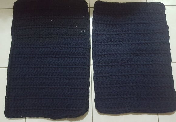 Kit11 com 4 Tapete Retangular em Fio de Malha - Azul Marinho