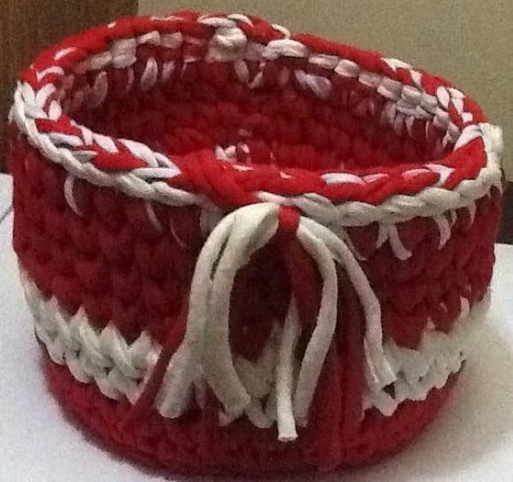 Cesto de croche em fio de malha redondo- cesmal027