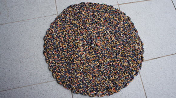 Tapete Redondo de fio de malha em croche tapmared017