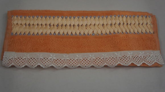 Toalha para Lavabo - bordada com fita cetim- Toalhalavabo005