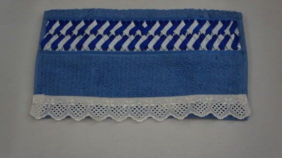 Toalha para Lavabo - bordada com fita cetim- Toalhalavabo007