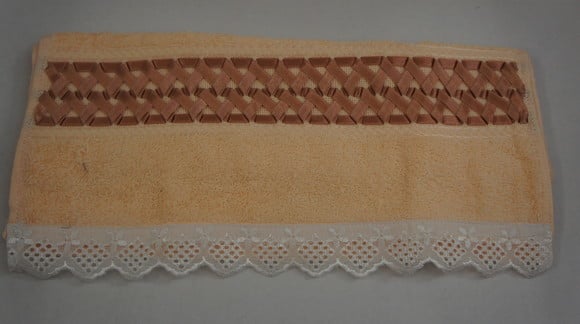 Toalha para Lavabo - bordada com fita cetim- Toalhalavabo011