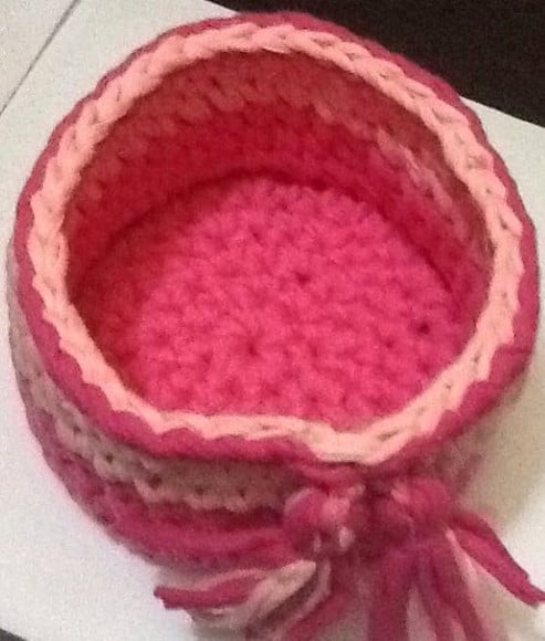 Cesto de croche em fio de malha Redondo - CESMAL029