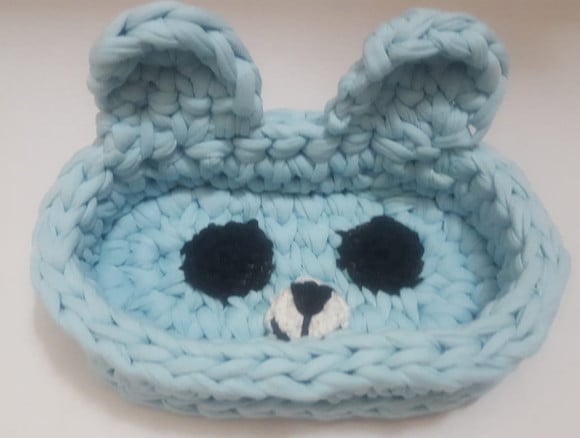 Porta Oculos de Mesa - Ursinho Az. Cl Croche- Portoculos025