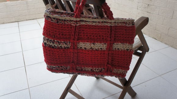 Sacola/Bolsa em croche de fio malha - sacmal003